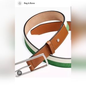 NWT rag & bone Antique White/Lime Rebound Leather Belt